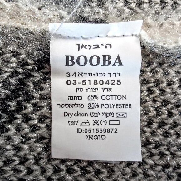 Booba Cream Grey Black Open Front Long Cotton Cardigan - Picture 5 of 5